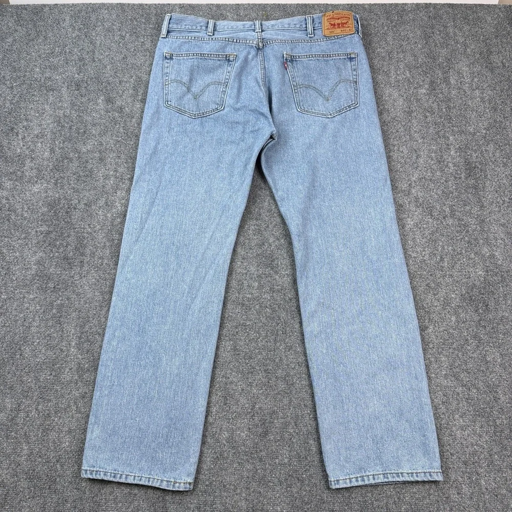 Levis 505 Straight Fit Jeans Mens 40x32 Light Wash Blue Denim Cotton Classic